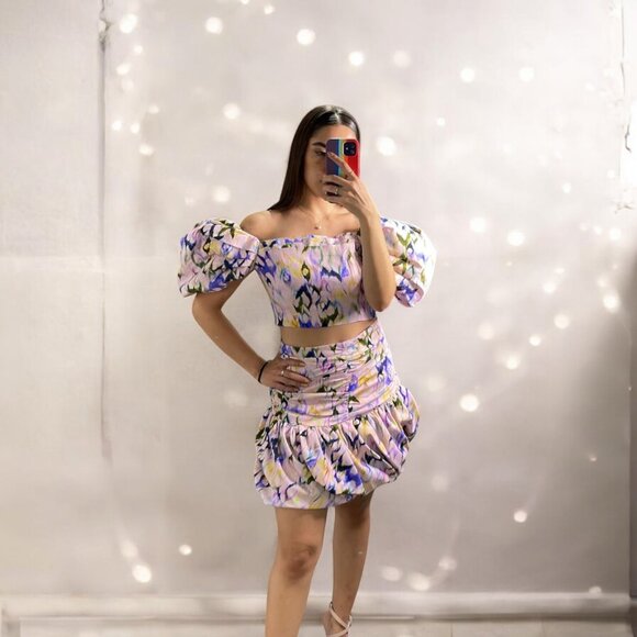 NWT Elliatt Remy Linen Off Shoulder Top and Mini Skirt Set - Picture 3 of 12